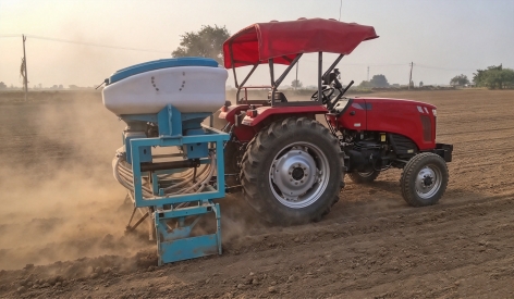 YongXiang Seeder Attached on My Indian Customer`s Driverless Tractor